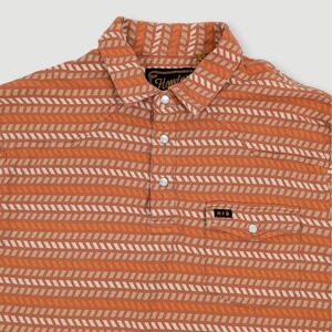 Howler Brothers Ranchero Jacquard Polo Mens L Large Orange Tan Aztec Western